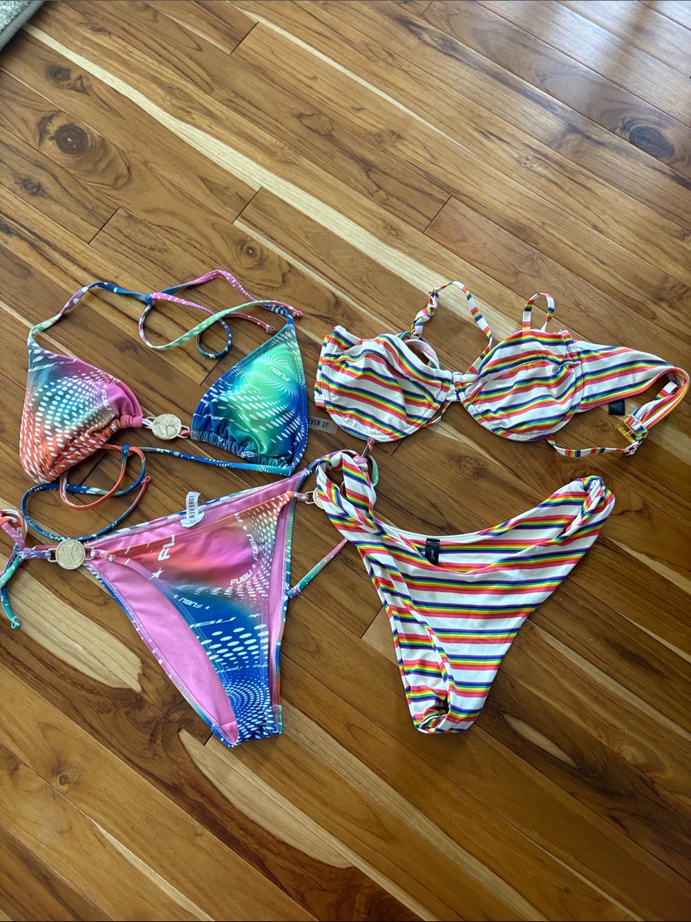 Woman’s Rainbow Stripe and fubu bikini
